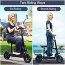 400W Adult Shock Absorption Electric Scooter with Seat 10" Commuter Electric Scooter With Carry Basket - Up to 25 Miles 20MPH For Lady