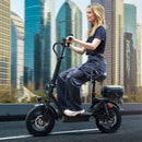500W Adult Shock Absorption Electric Scooter with Seat 14" Commuter Electric Scooter With Carry Basket - Up to 30 Miles 20MPH