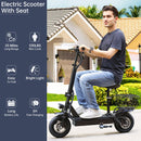400W Adult Shock Absorption Electric Scooter with Seat 10" Commuter Electric Scooter With Carry Basket - Up to 25 Miles 20MPH For Lady