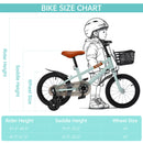 14" Kids Toddlers Bicycle for Boys and Girls with Training Wheels Basket Cyan