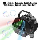 RGB LED Light Automatic Bubble Machine With Remote Control Stage Effect Party