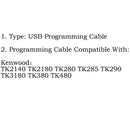 1Pcs USB Programming Cable For Kenwood TK2140 TK2180 TK280 TK285 TK290/3180 +CD