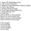 PTC Resettable Fuses Thermistor Polymer Self-Recovery Fuses 72V