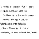 3.5mm Z Tactical TCI Headset Earphone PTT For Samsung iPhone Mobile Phone