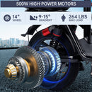 500W Adult Shock Absorption Electric Scooter with Seat 14" Commuter Electric Scooter With Carry Basket - Up to 30 Miles 20MPH