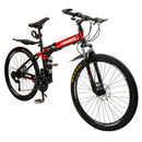 Unisex Adult Mountain Bike Full Suspension 26" 21 Speed MTB Folding Bicycle