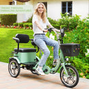 400W 48V 12A Elder Electric folding trike 3 wheel e-bike with Rear Seat Cyan
