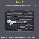 Repair Tool Kit Set of 8 Pieces X Tray Set-B Grey for General Household Maintenance Mechanics Auto Repairing Basic Combo Kit Hand Tool Set