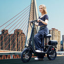 500W Adult Shock Absorption Electric Scooter with Seat 14" Commuter Electric Scooter With Carry Basket - Up to 30 Miles 20MPH