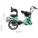 400W 48V 12A Elder Electric folding trike 3 wheel e-bike with Rear Seat Cyan