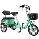 400W 48V 12A Elder Electric folding trike 3 wheel e-bike with Rear Seat Cyan