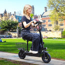 400W Adult Shock Absorption Electric Scooter with Seat 10" Commuter Electric Scooter With Carry Basket - Up to 25 Miles 20MPH For Lady