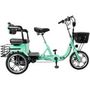 400W 48V 12A Elder Electric folding trike 3 wheel e-bike with Rear Seat Cyan