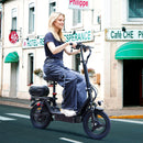 500W Adult Shock Absorption Electric Scooter with Seat 14" Commuter Electric Scooter With Carry Basket - Up to 30 Miles 20MPH