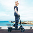400W Adult Shock Absorption Electric Scooter with Seat 10" Commuter Electric Scooter With Carry Basket - Up to 25 Miles 20MPH For Lady