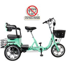400W 48V 12A Elder Electric folding trike 3 wheel e-bike with Rear Seat Cyan