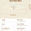 LED Ceiling Fan with Light App Control&Remote