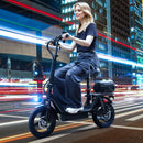500W Adult Shock Absorption Electric Scooter with Seat 14" Commuter Electric Scooter With Carry Basket - Up to 30 Miles 20MPH