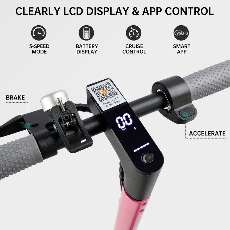 8.5" Folding Electric Scooter With app 350W 35KM Range 30km/h City Commute White