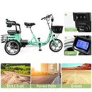 400W 48V 12A Elder Electric folding trike 3 wheel e-bike with Rear Seat Cyan