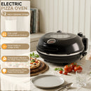 Electric Pizza Maker–12 Inch Electric Pizza Oven Indoor Countertop Maker with Ceramic Stone Heats up to 800˚F