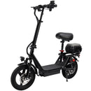 500W Adult Shock Absorption Electric Scooter with Seat 14" Commuter Electric Scooter With Carry Basket - Up to 30 Miles 20MPH