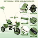 Boys Girls Toddler Trike Kids Tricycle with Push Handle Children Push Trike