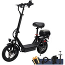500W Adult Shock Absorption Electric Scooter with Seat 14" Commuter Electric Scooter With Carry Basket - Up to 30 Miles 20MPH
