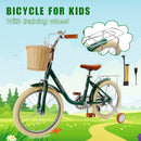 18 inches Kid's Bike Child Bicycle for Ages 7-9 Years Boys and Girls with Basket, Green