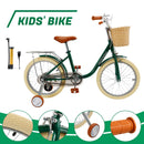 18 inches Kid's Bike Child Bicycle for Ages 7-9 Years Boys and Girls with Basket, Green