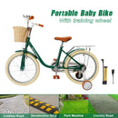 18 inches Kid's Bike Child Bicycle for Ages 7-9 Years Boys and Girls with Basket, Green