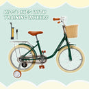18 inches Kid's Bike Child Bicycle for Ages 7-9 Years Boys and Girls with Basket, Green