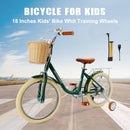 18 inches Kid's Bike Child Bicycle for Ages 7-9 Years Boys and Girls with Basket, Green