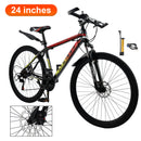 24" Spoke Wheel 24 Speed Mountain Bicycle Adult Bike MTB w/ fender Red+Yellow