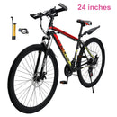 24" Spoke Wheel 24 Speed Mountain Bicycle Adult Bike MTB w/ fender Red+Yellow