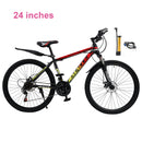 24" Spoke Wheel 24 Speed Mountain Bicycle Adult Bike MTB w/ fender Red+Yellow