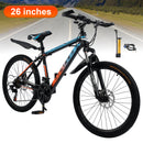 26" Spoke Wheel 24 Speed Mountain Bicycle Adult Bike MTB w/ fender Blue+Orange