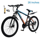 26" Spoke Wheel 24 Speed Mountain Bicycle Adult Bike MTB w/ fender Blue+Orange