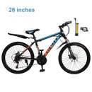 26" Spoke Wheel 24 Speed Mountain Bicycle Adult Bike MTB w/ fender Blue+Orange