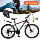 26" Spoke Wheel 24 Speed Mountain Bicycle Adult Bike MTB w/ fender Blue+Pink