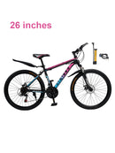 26" Spoke Wheel 24 Speed Mountain Bicycle Adult Bike MTB w/ fender Blue+Pink