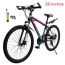 26" Spoke Wheel 24 Speed Mountain Bicycle Adult Bike MTB w/ fender Blue+Pink