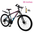 26" Spoke Wheel 24 Speed Mountain Bicycle Adult Bike MTB w/ fender Blue+Pink