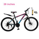 26" Spoke Wheel 24 Speed Mountain Bicycle Adult Bike MTB w/ fender Blue+Pink