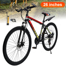 26" Spoke Wheel 24 Speed Mountain Bicycle Adult Bike MTB w/ fender Red+Yellow