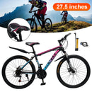 27.5" Spoke Wheel 24 Speed Mountain Bicycle Adult Bike MTB w/ fender Blue+Pink