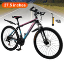27.5" Spoke Wheel 24 Speed Mountain Bicycle Adult Bike MTB w/ fender Blue+Pink