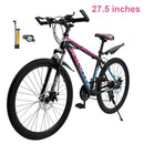 27.5" Spoke Wheel 24 Speed Mountain Bicycle Adult Bike MTB w/ fender Blue+Pink
