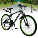 Unisex 26" Spoke Wheel 24 Speed Mountain Bike MTB with Disc Brake Black+Green