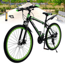 Unisex 26" Spoke Wheel 24 Speed Mountain Bike MTB with Disc Brake Black+Green